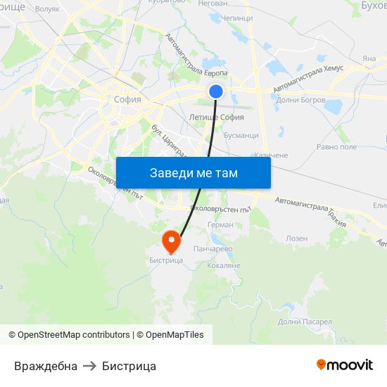 Враждебна to Бистрица map