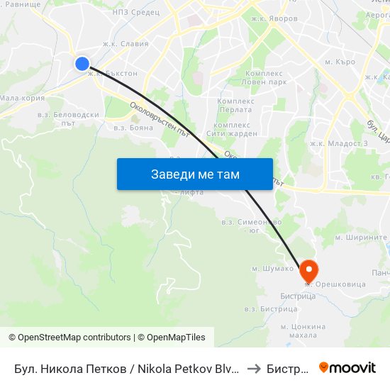 Бул. Никола Петков / Nikola Petkov Blvd. (0350) to Бистрица map