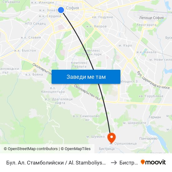 Бул. Ал. Стамболийски / Al. Stamboliyski Blvd. (0283) to Бистрица map