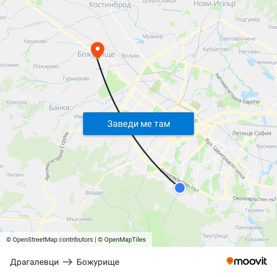 Драгалевци to Драгалевци map