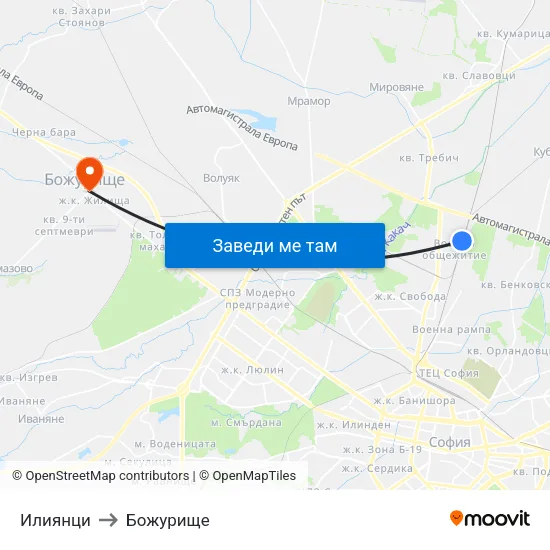 Илиянци to Божурище map