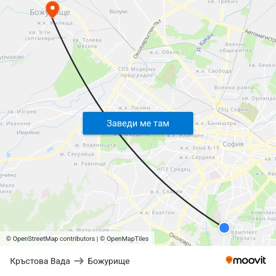Кръстова Вада to Божурище map