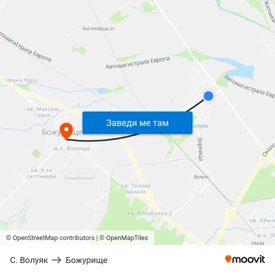 С. Волуяк to Божурище map