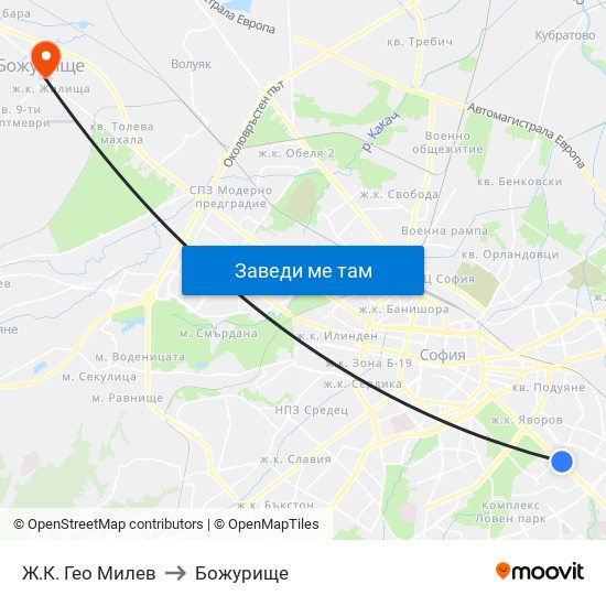 Ж.К. Гео Милев to Божурище map