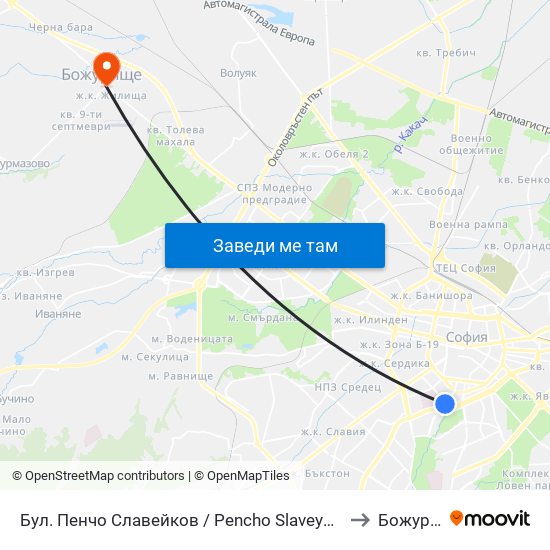 Бул. Пенчо Славейков / Pencho Slaveykov Blvd. (0356) to Божурище map