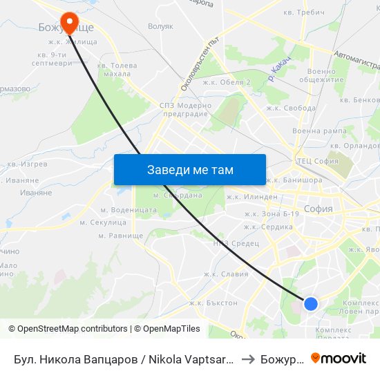 Бул. Никола Вапцаров / Nikola Vaptsarov Blvd. (0344) to Божурище map