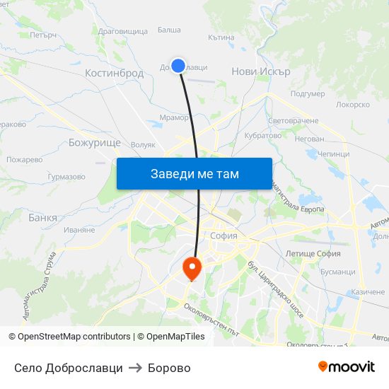 Село Доброславци to Борово map