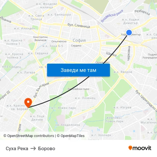 Суха Река to Борово map
