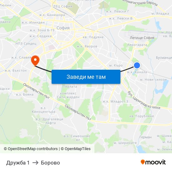 Дружба 1 to Борово map