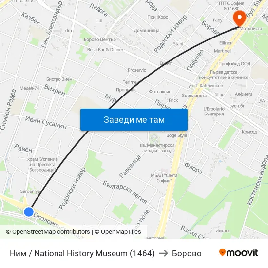 🎨 Ним / National History Museum (1464) to Борово map