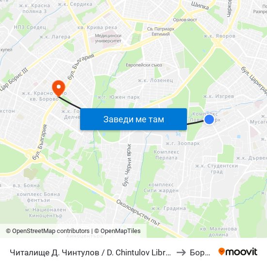 Читалище Д. Чинтулов / D. Chintulov Library (2366) to Борово map