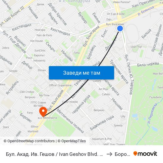 Бул. Акад. Ив. Гешов / Ivan Geshov Blvd. (0270) to Борово map
