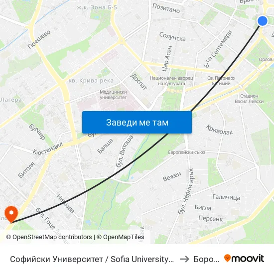 📚🎓 Софийски Университет / Sofia University (1698) to Борово map