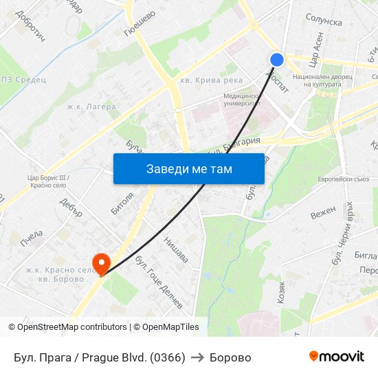 Бул. Прага / Prague Blvd. (0366) to Борово map
