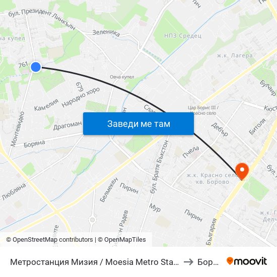 Метростанция Мизия / Moesia Metro Station (6089) to Борово map