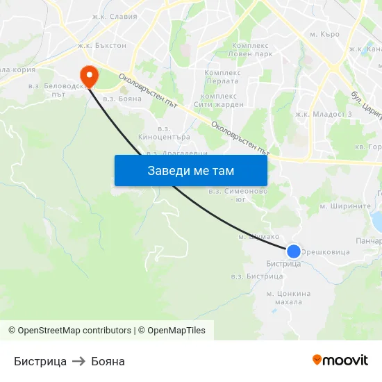 Бистрица to Бояна map