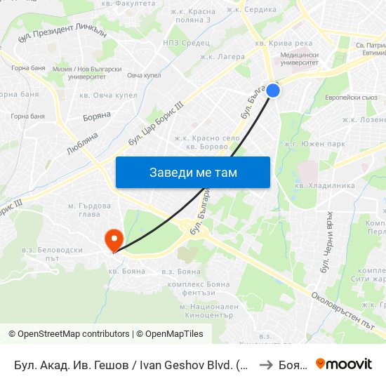 Бул. Акад. Ив. Гешов / Ivan Geshov Blvd. (0270) to Бояна map