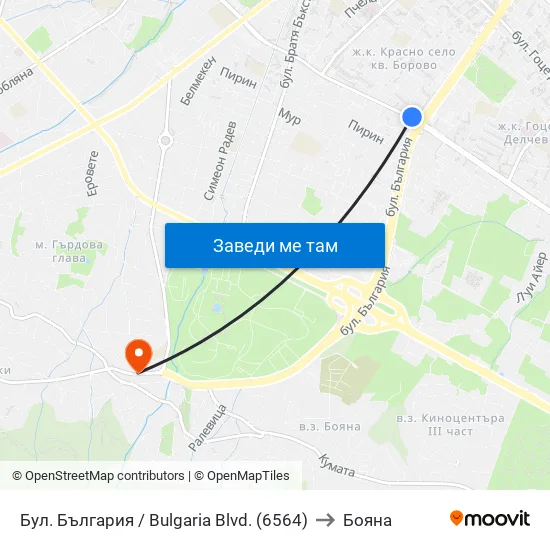 Бул. България / Bulgaria Blvd. (6564) to Бояна map