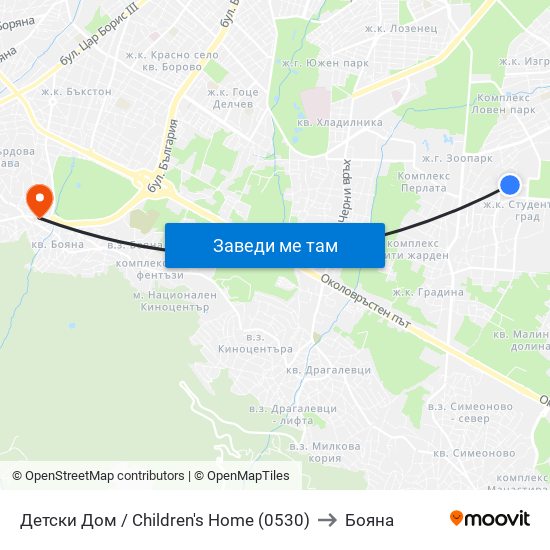Детски Дом / Children's Home (0530) to Бояна map