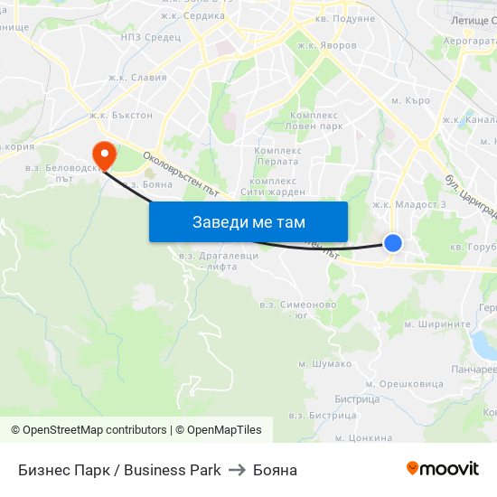 Бизнес Парк / Business Park to Бояна map