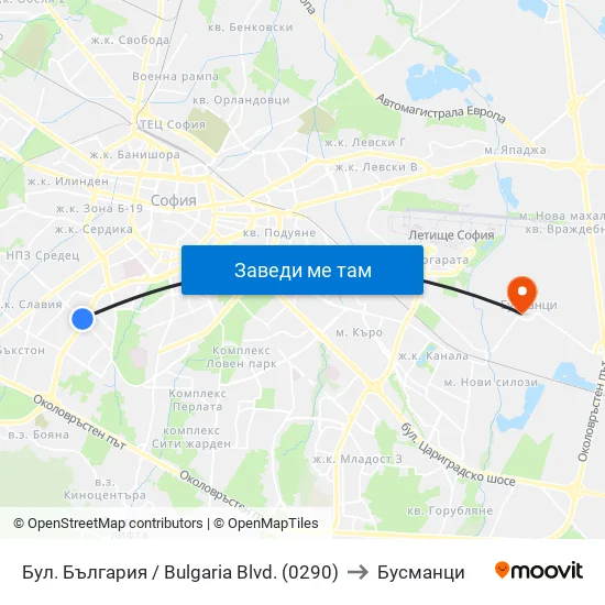 Бул. България / Bulgaria Blvd. (0290) to Бусманци map