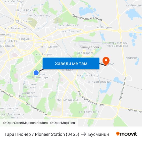 Гара Пионер / Pioneer Station (0465) to Бусманци map