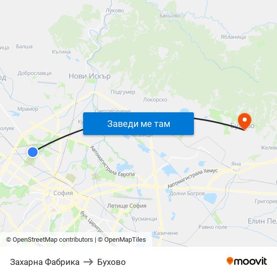Захарна Фабрика to Бухово map