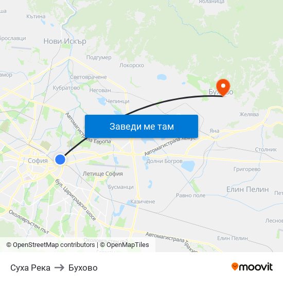 Суха Река to Бухово map