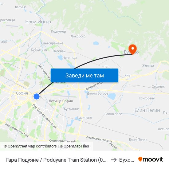 Гара Подуяне / Poduyane Train Station (0468) to Бухово map