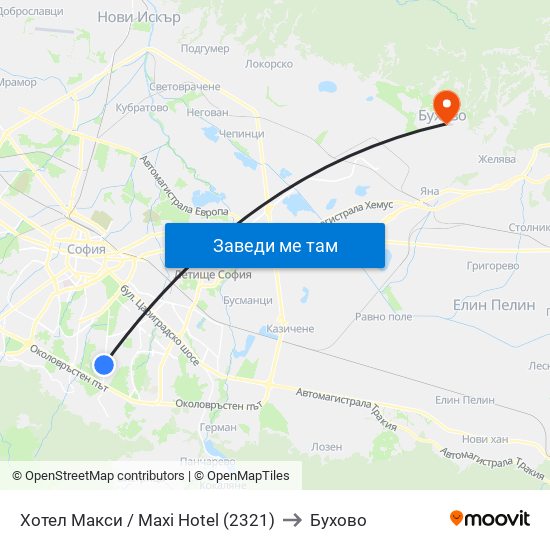 Хотел Макси / Maxi Hotel (2321) to Бухово map