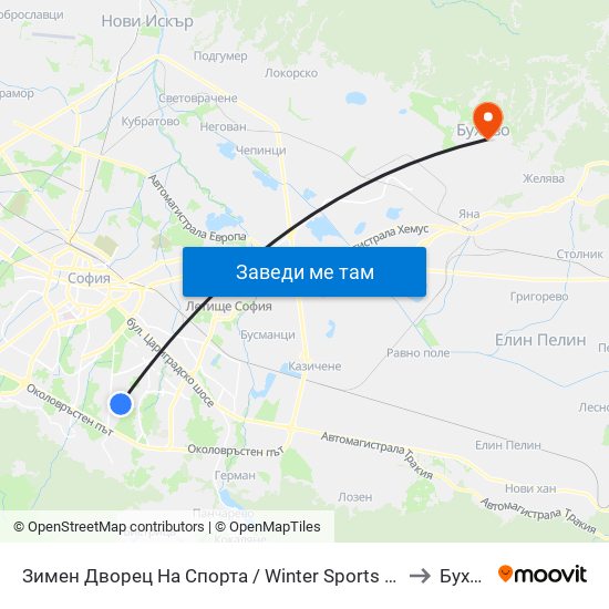 Зимен Дворец На Спорта / Winter Sports Palace (0742) to Бухово map