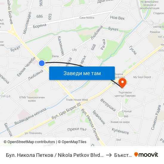 Бул. Никола Петков / Nikola Petkov Blvd. (0347) to Бъкстон map