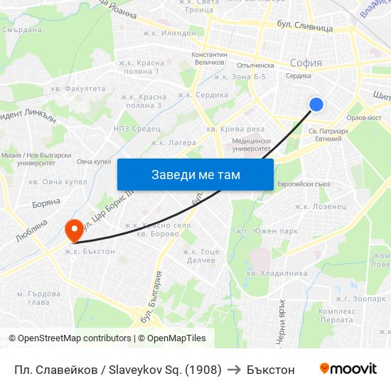 Пл. Славейков / Slaveykov Sq. (1908) to Бъкстон map