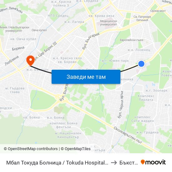 Мбал Токуда Болница / Tokuda Hospital (0206) to Бъкстон map