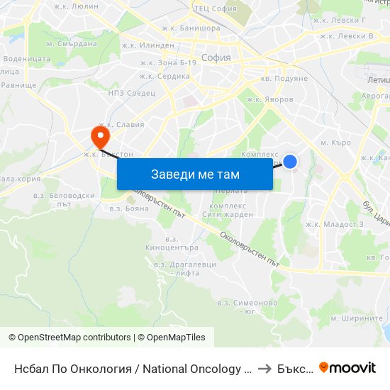 Нсбал По Онкология / National Oncology Hospital (0764) to Бъкстон map