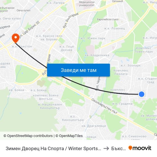 Зимен Дворец На Спорта / Winter Sports Palace (0742) to Бъкстон map