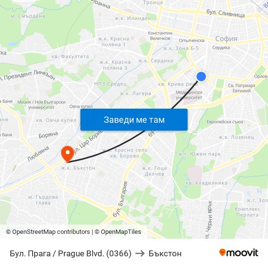 Бул. Прага / Prague Blvd. (0366) to Бъкстон map