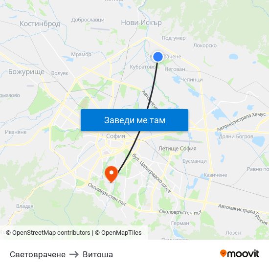 Световрачене to Витоша map