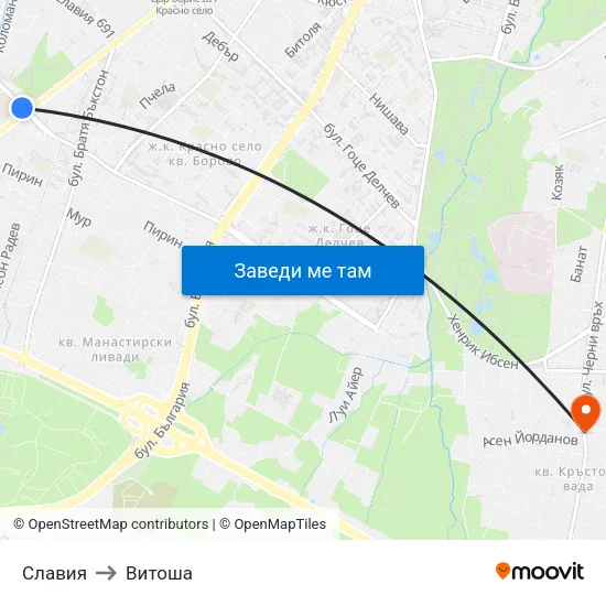 Славия to Витоша map