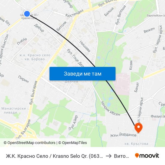 Ж.К. Красно Село / Krasno Selo Qr. (0638) to Витоша map