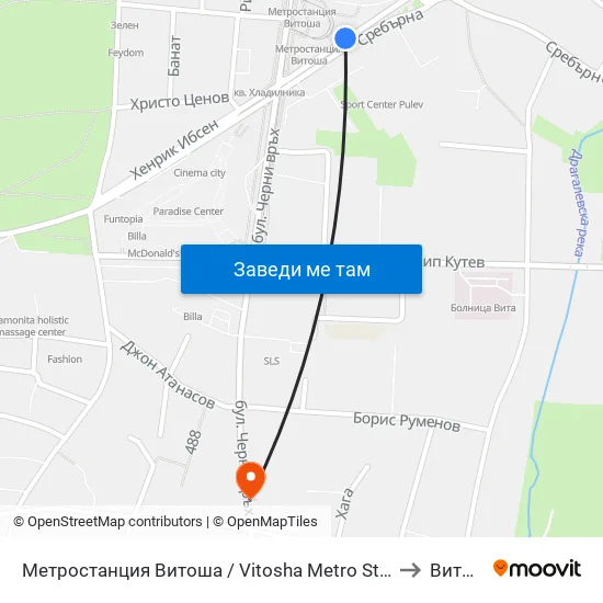 Ⓜ️ Метростанция Витоша / Vitosha Metro Station (0909) to Витоша map