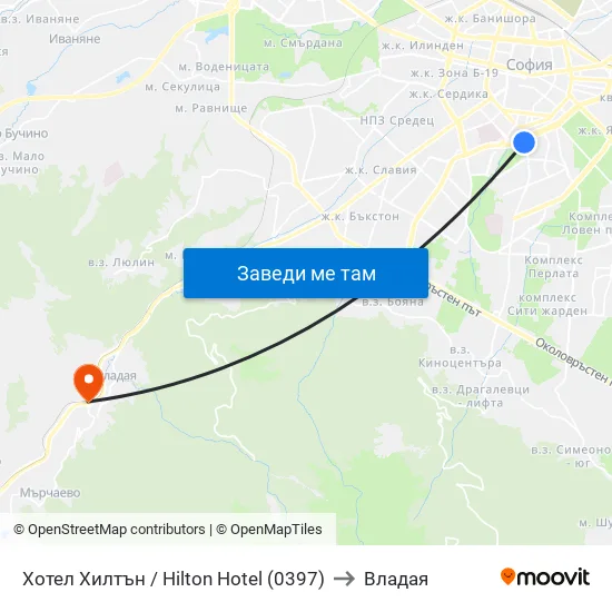 Хотел Хилтън / Hilton Hotel (0397) to Владая map