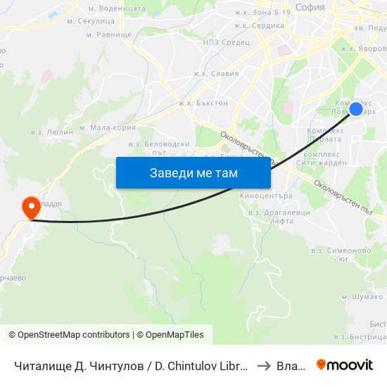 Читалище Д. Чинтулов / D. Chintulov Library (2366) to Владая map