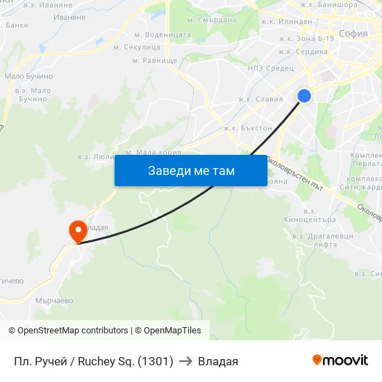 Пл. Ручей / Ruchey Sq. (1301) to Владая map