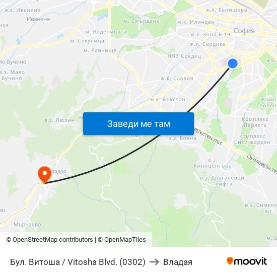 Бул. Витоша / Vitosha Blvd. (0302) to Владая map