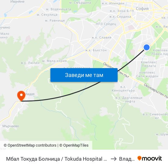 Мбал Токуда Болница / Tokuda Hospital (0206) to Владая map