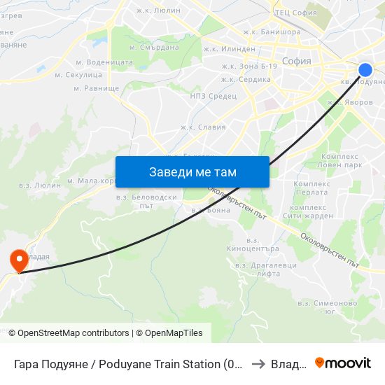 Гара Подуяне / Poduyane Train Station (0466) to Владая map