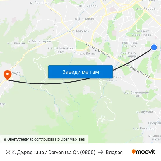 🎓 Ж.К. Дървеница / Darvenitsa Qr. (0800) to Владая map