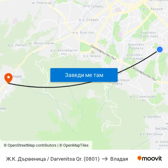 Ж.К. Дървеница / Darvenitsa Qr. (0801) to Владая map