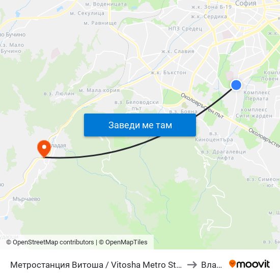 Метростанция Витоша / Vitosha Metro Station (2755) to Владая map